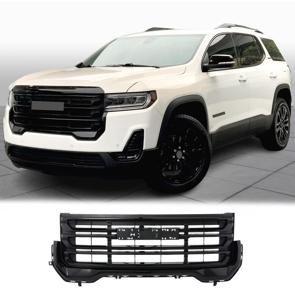 BUFEETERS  Front Bumper Upper Grille Fit For 2020 2021 2022 2023 GMC Acadia SLE SLT,Mesh Style,Gloss Black