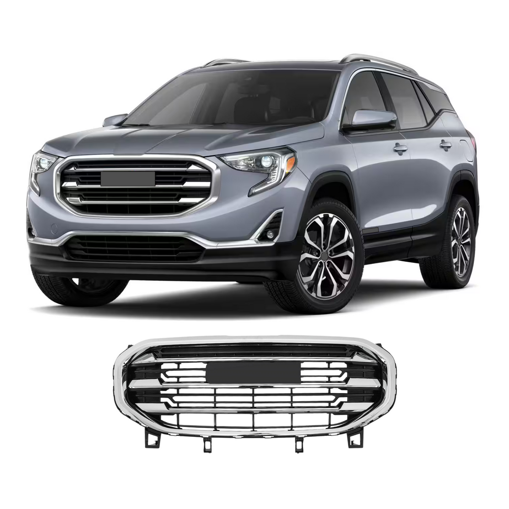 BUFEETERS Front Bumper Upper Grille Fit For 2018 2019 2020 2021 GMC Terrain SLT SLE,Factory Style,Chrome&Black