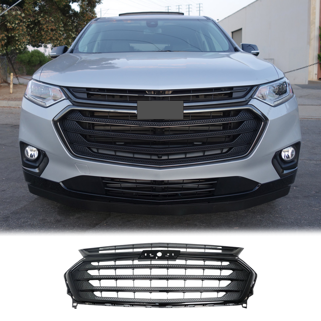 BUFEETERS Front Bumper Upper Grille Fit For 2018 2019 2020 2021 Chevrolet Traverse,Mesh Style,Black