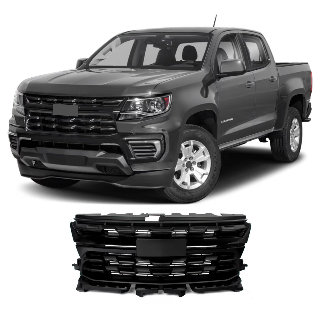 BUFEETERS Front Bumper Upper Grille Fit For 2021 2022 Chevrolet Colorado,Factory LT Style,Gloss Black&Matte Black