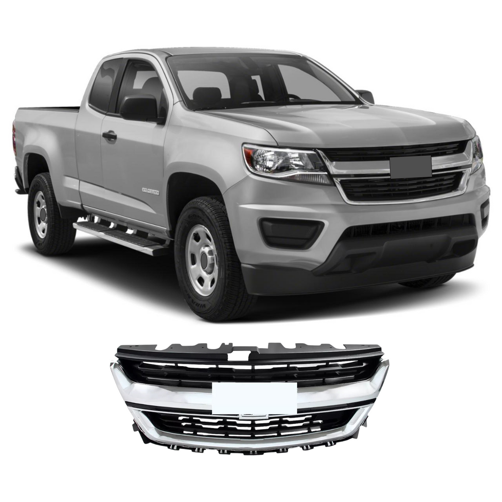 BUFEETERS  Front Bumper Upper Grille Fit For 2015 2016 2017 2018 2019 2020 Chevrolet Colorado,Mesh Style,Chrome&Black