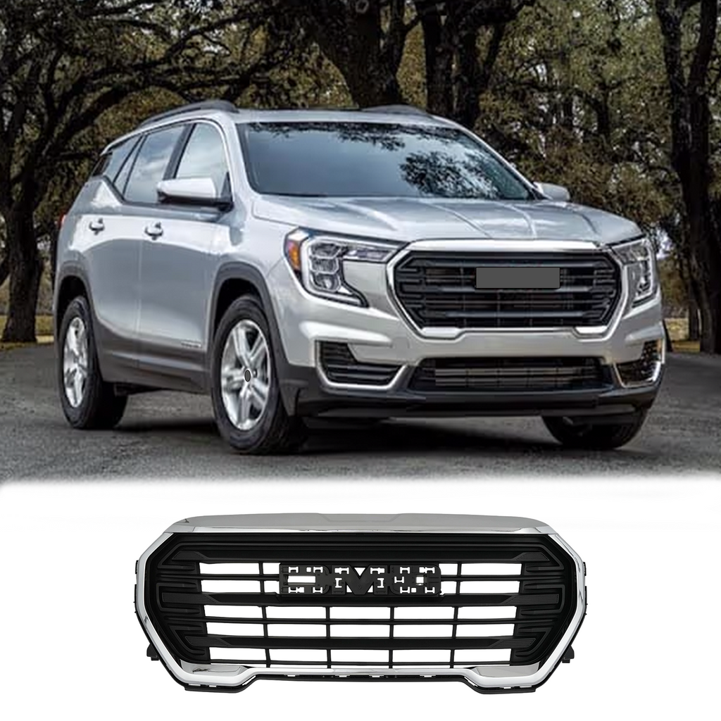 BUFEETERS  Front Bumper Upper Grille Fit For 2022 2023 GMC Terrain,Factory Style,Chrome&Black
