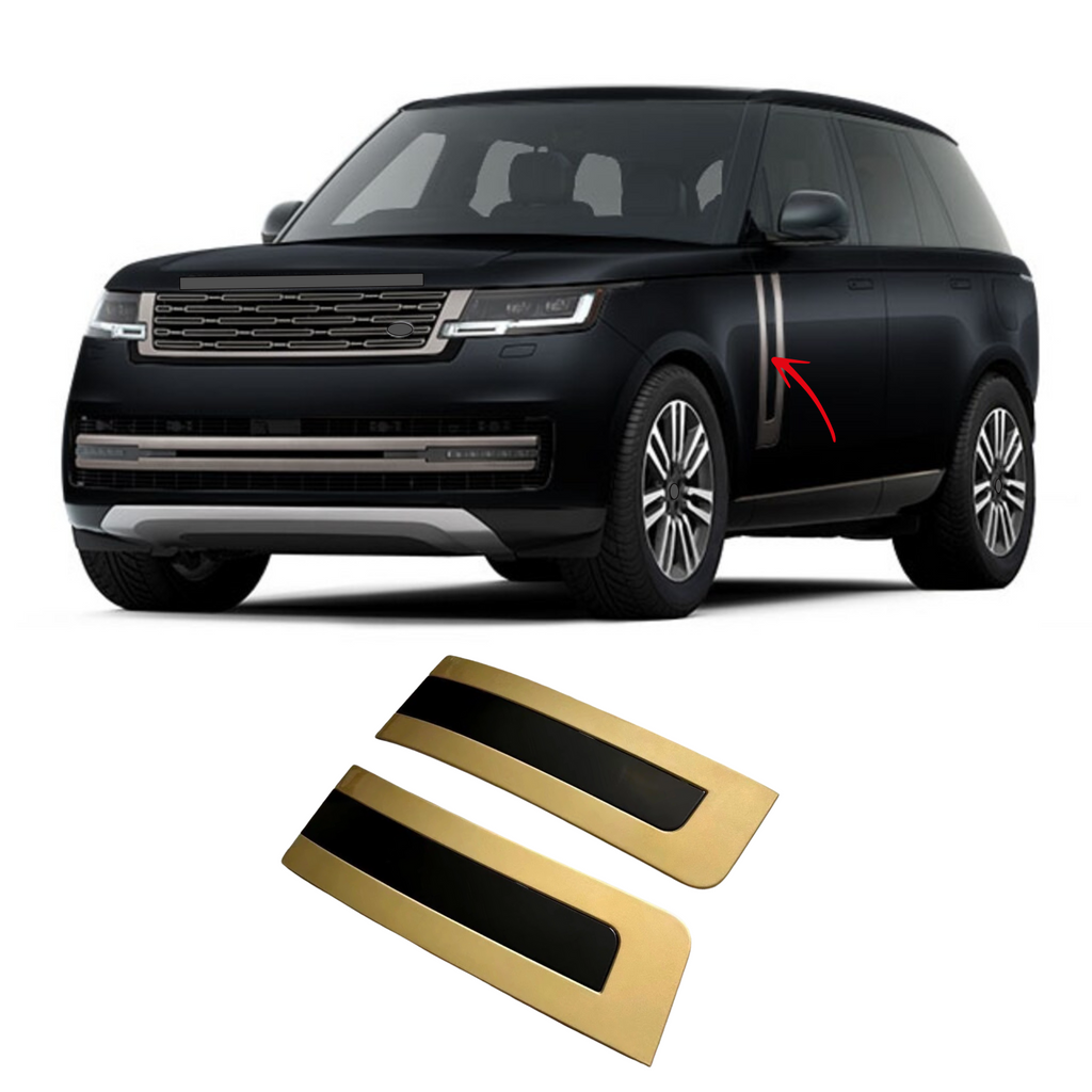 BUFEETERS Door Side Fender Vent Molding Cover Trim Fit For 2023 Land Rover Range Rover Vogue L405,Gold&Black