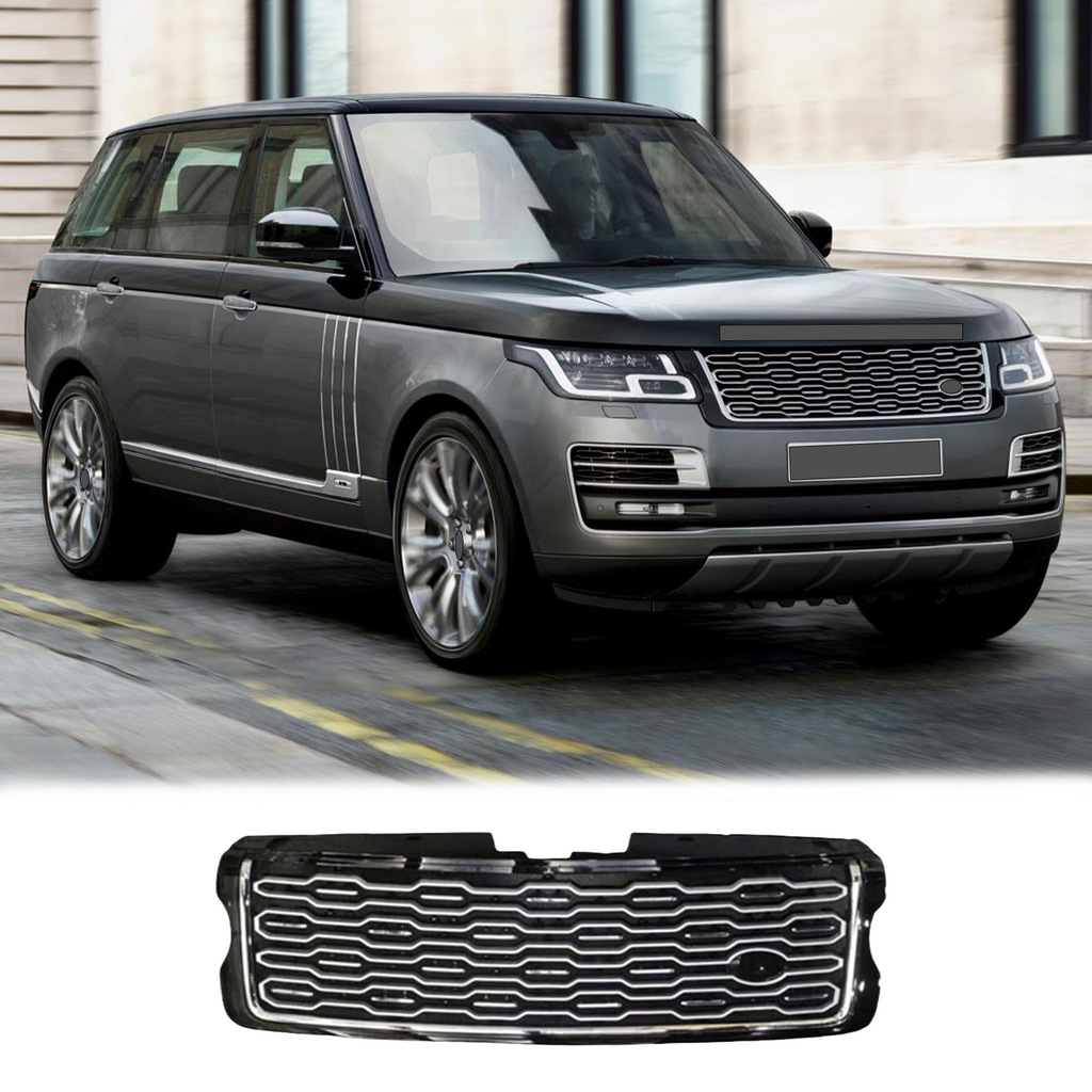 BUFEETERS   Front Grille Mesh Vent Cover Grill Bar Fit For Land Rover Range Rover 2018+ SVA,Black&Silver