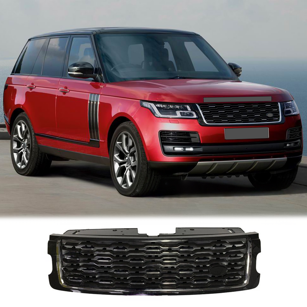 BUFEETERS   Front Grille Mesh Vent Cover Grill Bar Fit For Land Rover Range Rover 2018+ SVA,Factory Style,Black&Silver