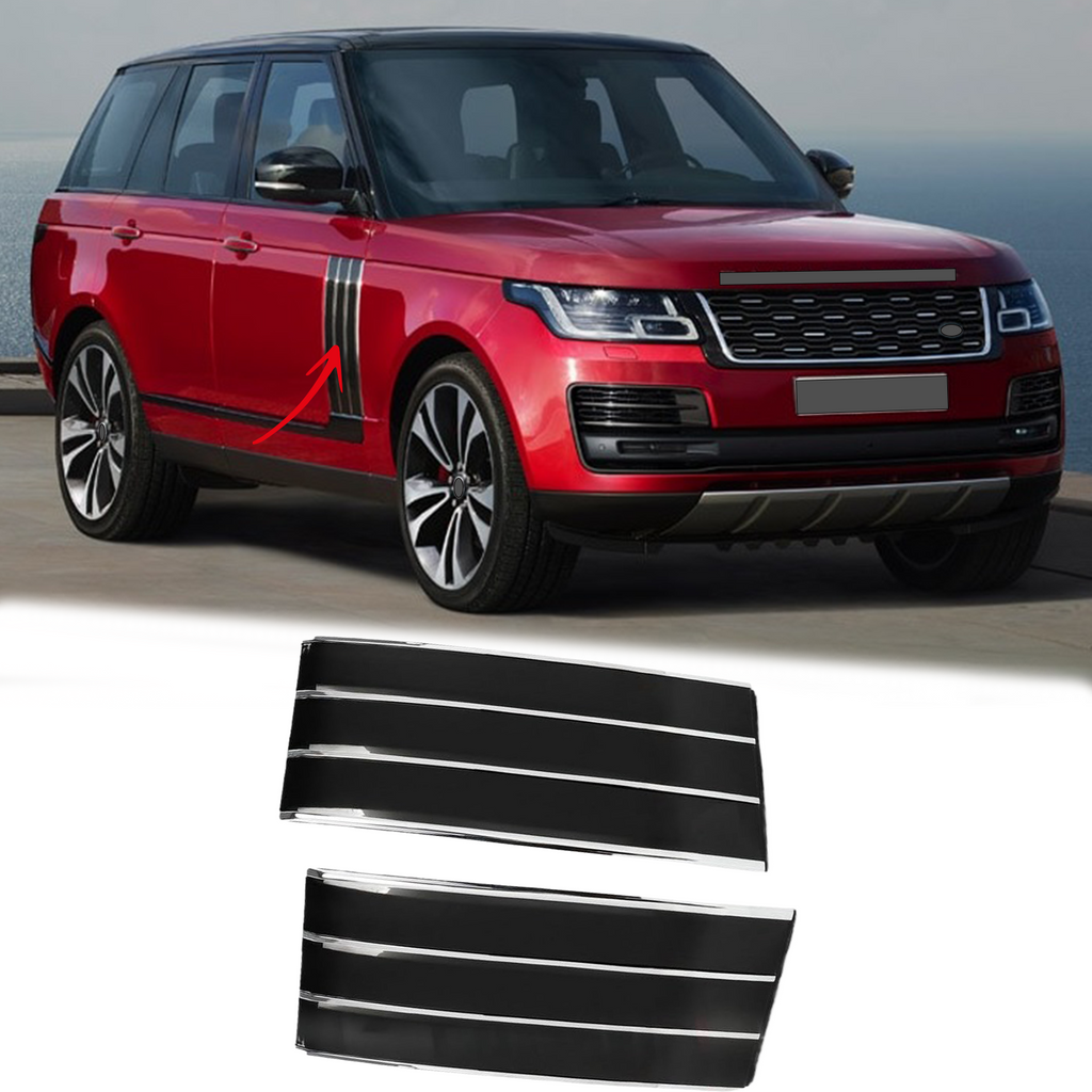 BUFEETERS Door Side Fender Vent Molding Cover Trim Fit For 2013-2022 Land Rover Range Rover Vogue L405,Chrome&Gloss Black