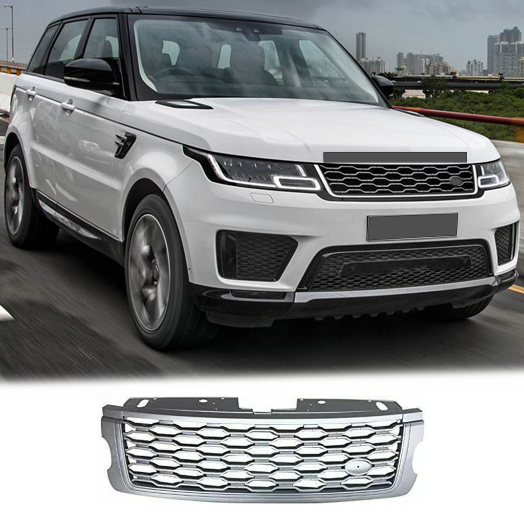 BUFEETERS Front Bumper Upper Grille Fit For 2018 2019 2020 2021 Land Rover Range Rover Sport,Mesh Style,Silver