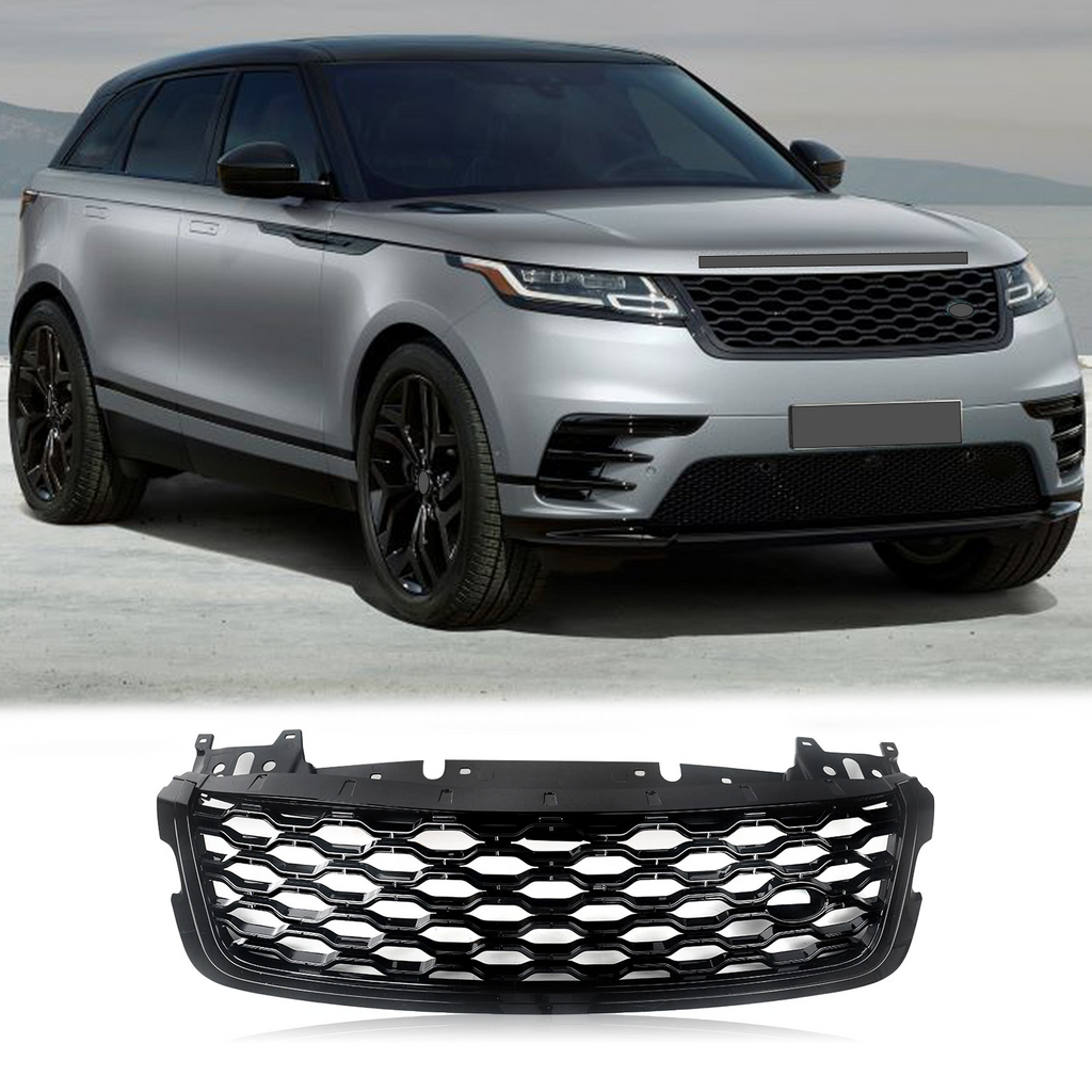 BUFEETERS  Front Bumper Upper Grille  Fit For 2018 2019 2020 2021 2022 2023 Land Rover Range Rover Velar,Honeycomb Style,Gloss Black