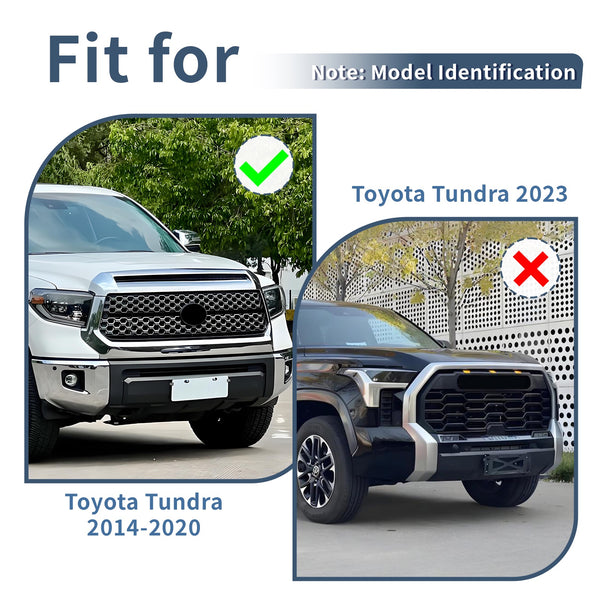 For 2014-2020 Toyota Tundra Chrome Front Grille & Hood Bulge Molding Set 2PCS