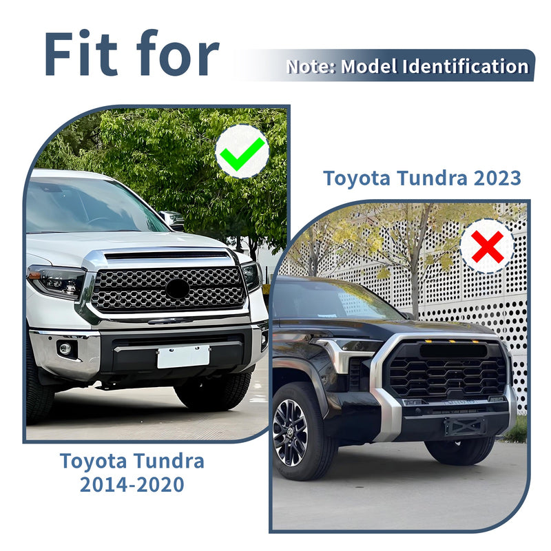 For 2014-2020 Toyota Tundra Chrome Front Grille & Hood Bulge Molding Set 2PCS