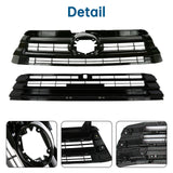 For 2018-2019 Toyota Highlander Front Upper and Lower Grille Gloss Black Grill