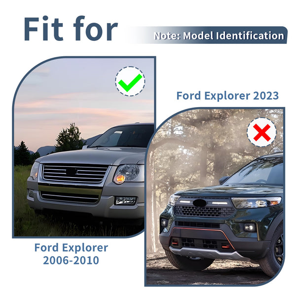 Chrome Front Grille Compatible with Ford Explorer 2006 2007 2008 2009 2010 Models, No Emblem