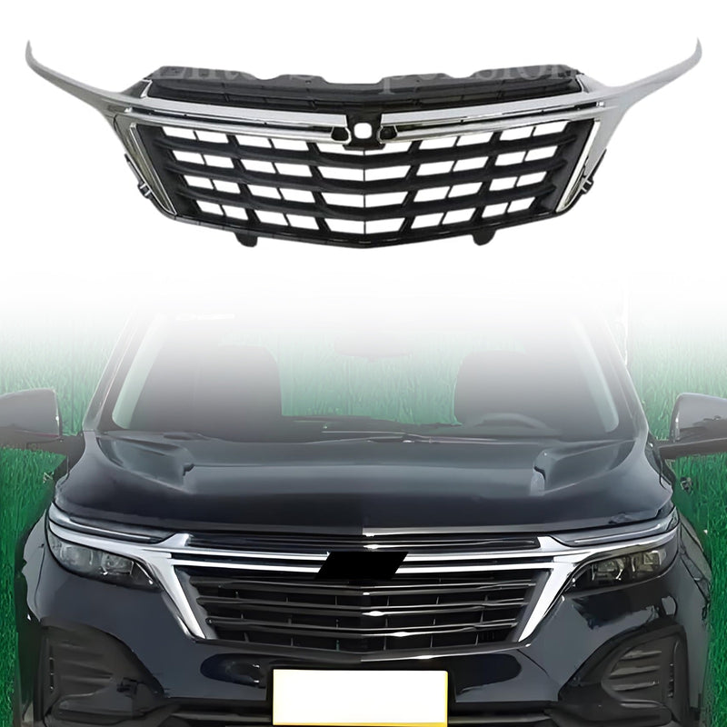 Front Bumper Grill Black W/Chrome Trim Fit For 2022/2023 Chevrolet Equinox Grill