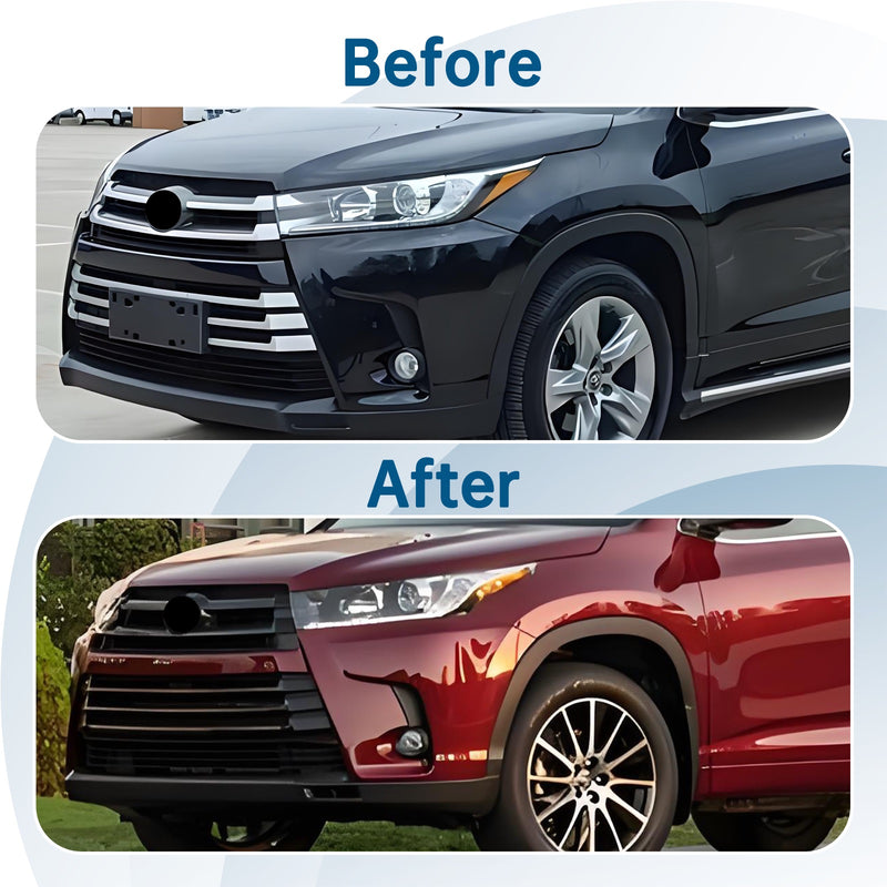 For 2018-2019 Toyota Highlander Front Upper and Lower Grille Gloss Black Grill