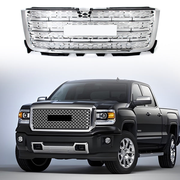 For 2011-2014 GMC Sierra 2500 HD Denali Style Chrome Front Upper Grille Assembly
