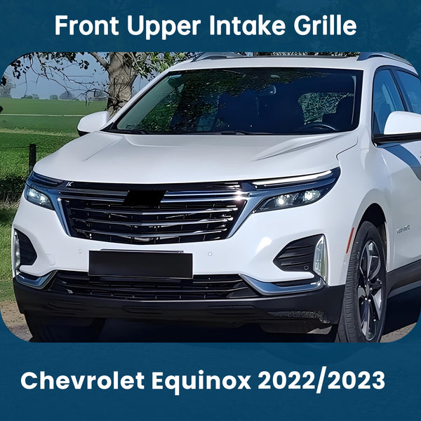 Front Bumper Upper Grill Grille Fit For 2022 2023 Chevy Equinox Black W/Chrome Trim Heat Corrosion Impact Resistant Silver + Black Accessories