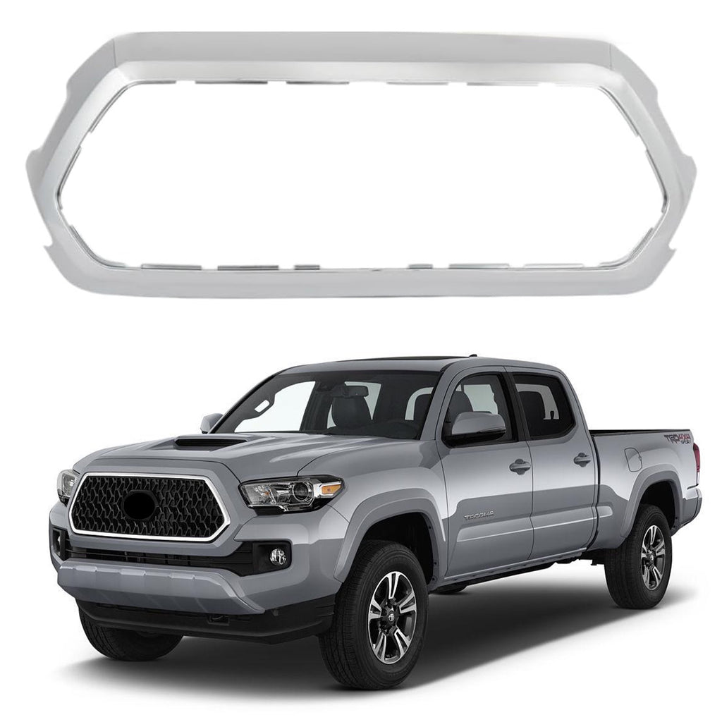 Front Upper Grille Outer Frame Surround Chrome Shell For 2016-2022 Toyota Tacoma