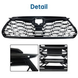Front Upper Grille Grill NO Holes For 2020-22 Toyota Highlander Full Gloss Black