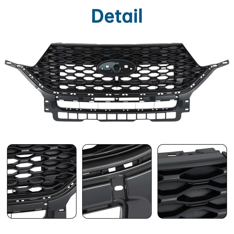 For Ford Explorer ST Front Bumper Upper Grille Grill Gloss Black 2020-2022 New