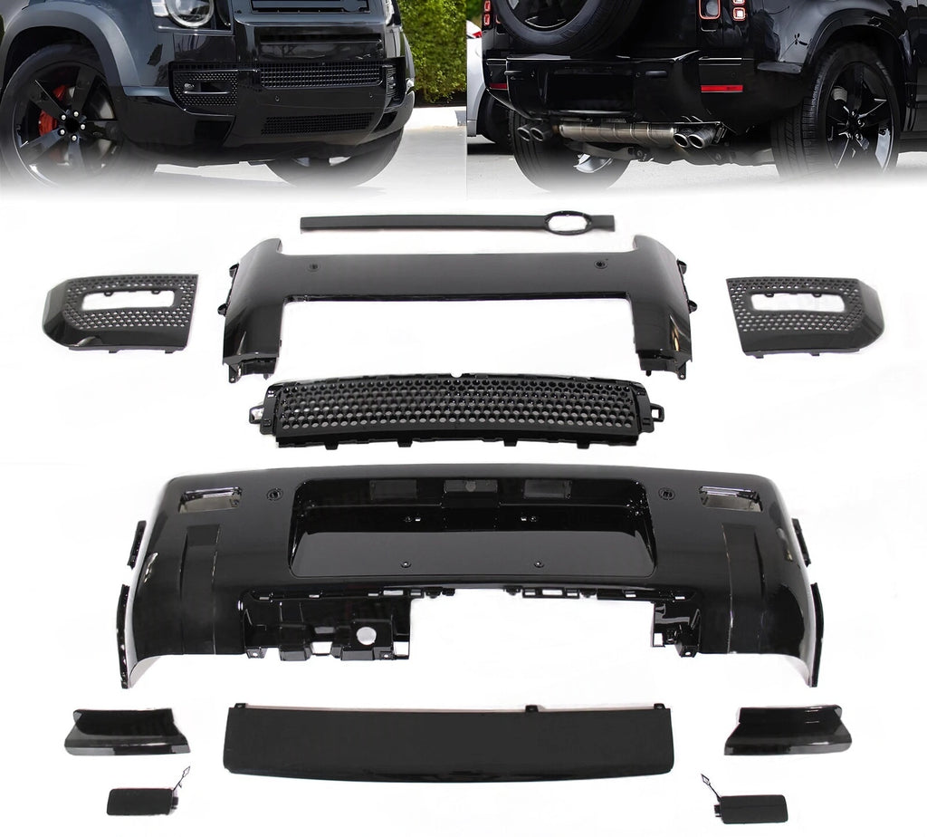 BUFEETERS Front Rear Lip Bumper Guard Skid Kit Fit For 2020 2021 2022 2023 2024 Land Rover Defender 90 110 130,Gloss Black