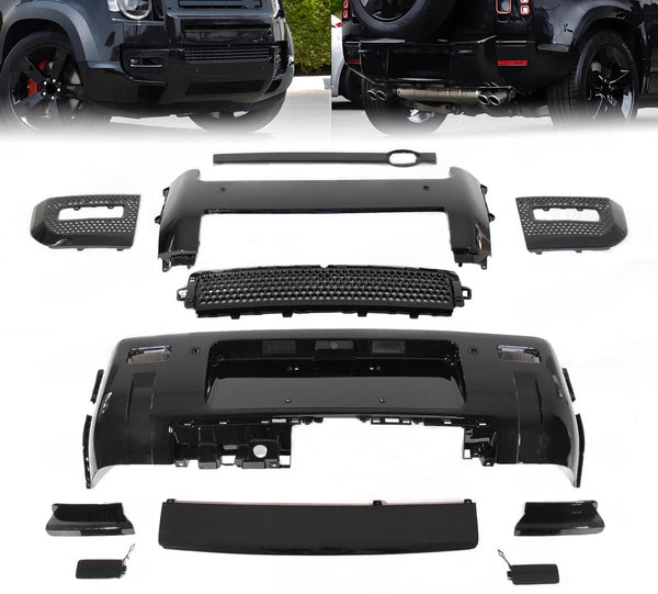 BUFEETERS Front Rear Lip Bumper Guard Skid Kit Fit For 2020 2021 2022 2023 2024 Land Rover Defender 90 110 130,Gloss Black