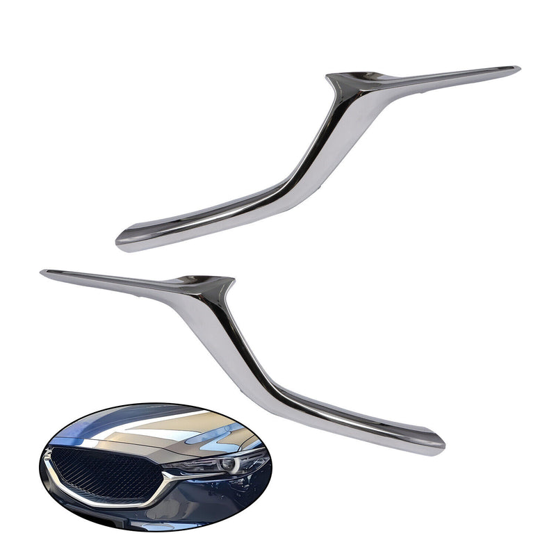 BUFEETERS 2Pcs Left & Right Front Bumper Grille Molding Trim Fit For 2017 2018 2019 2020 2021 Mazda CX-5,Factory Style,Chrome&Silver