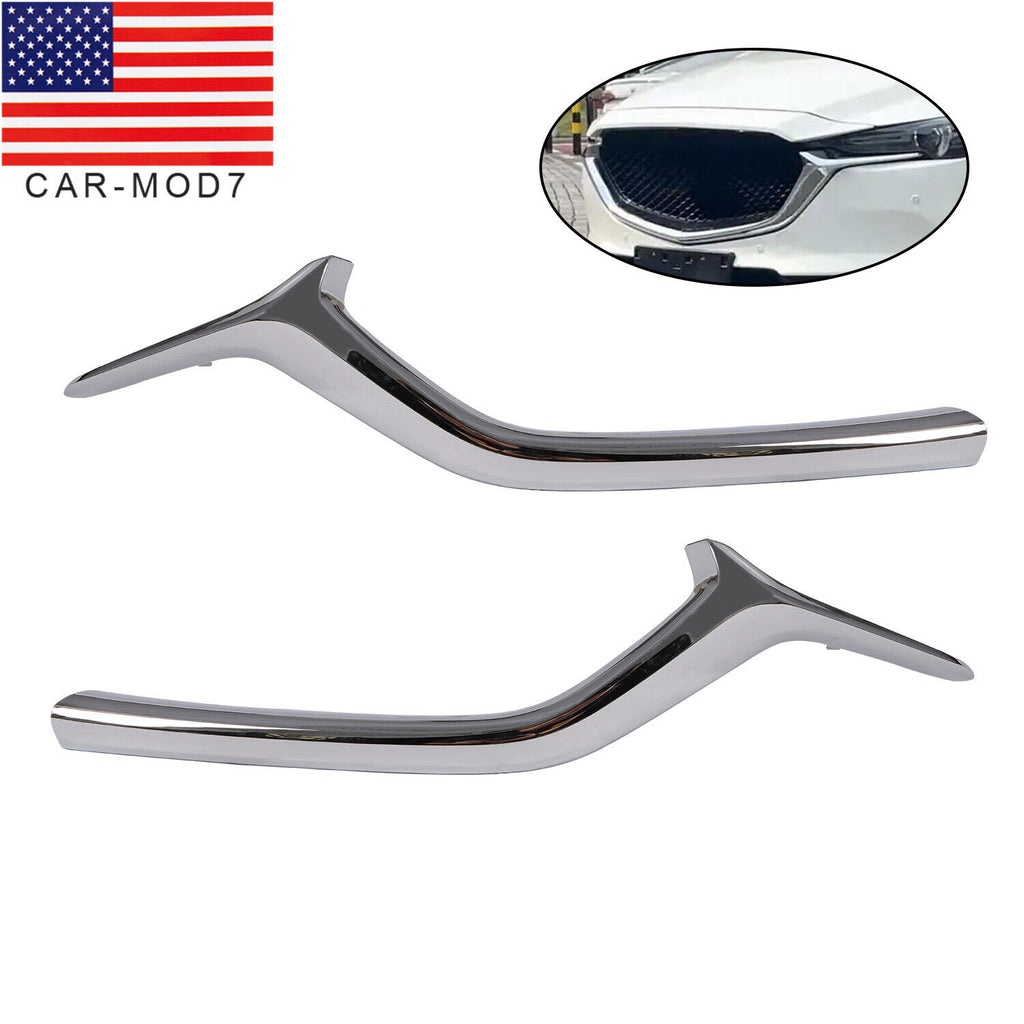 BUFEETERS 2Pcs Left & Right Front Bumper Grille Molding Trim Fit For 2017 2018 2019 2020 2021 Mazda CX-5,Factory Style,Chrome&Silver