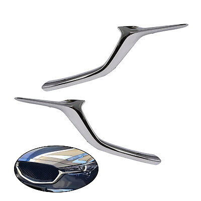 BUFEETERS 2Pcs Left & Right Front Bumper Grille Molding Trim Fit For 2017 2018 2019 2020 2021 Mazda CX-5,Factory Style,Chrome&Silver