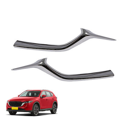 BUFEETERS 2Pcs Left & Right Front Bumper Grille Molding Trim Fit For 2017 2018 2019 2020 2021 Mazda CX-5,Factory Style,Chrome&Silver